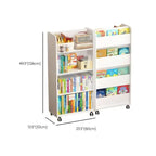 White Modern Wood Vertical Bookshelf with Adjustable Shelves Dimensions