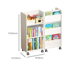White Modern Wood Vertical Bookshelf with Adjustable Shelves Dimensions