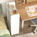 White Modern Wood Vertical Bookshelf with Adjustable Shelves Main Product Image