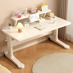 White Modern Writing Desk with Adjustable Height and Wheels