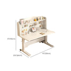 White Modern Writing Desk with Adjustable Height and Wheels Dimensions