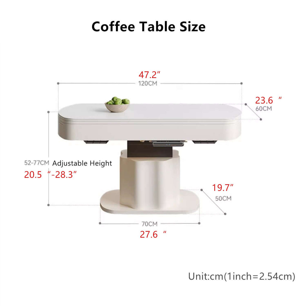 White Multifunctional Liftable Coffee Table