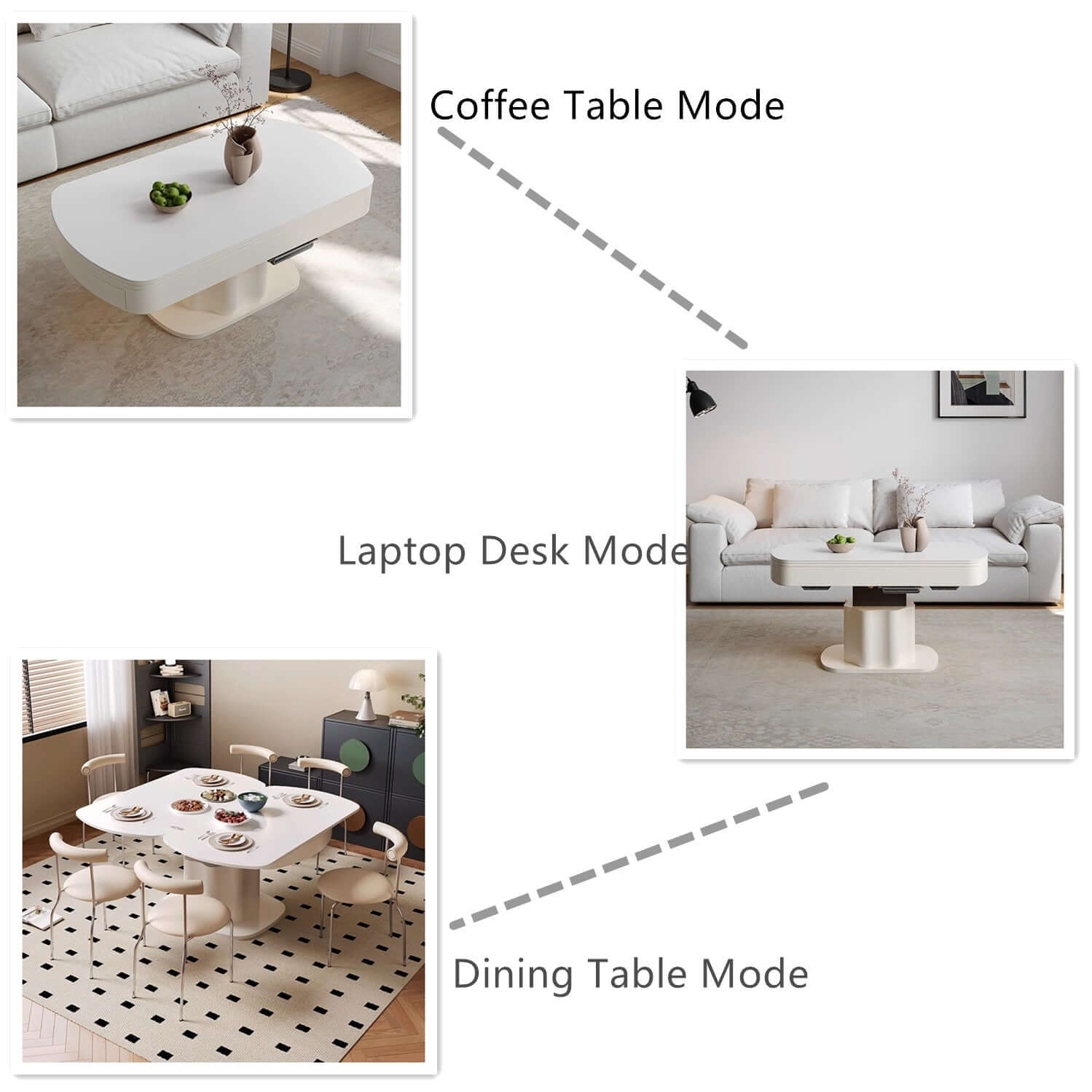 White Multifunctional Liftable Coffee Table Main Product Image