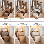 White Nordic Dressing Table Set with Flip-Up Mirror