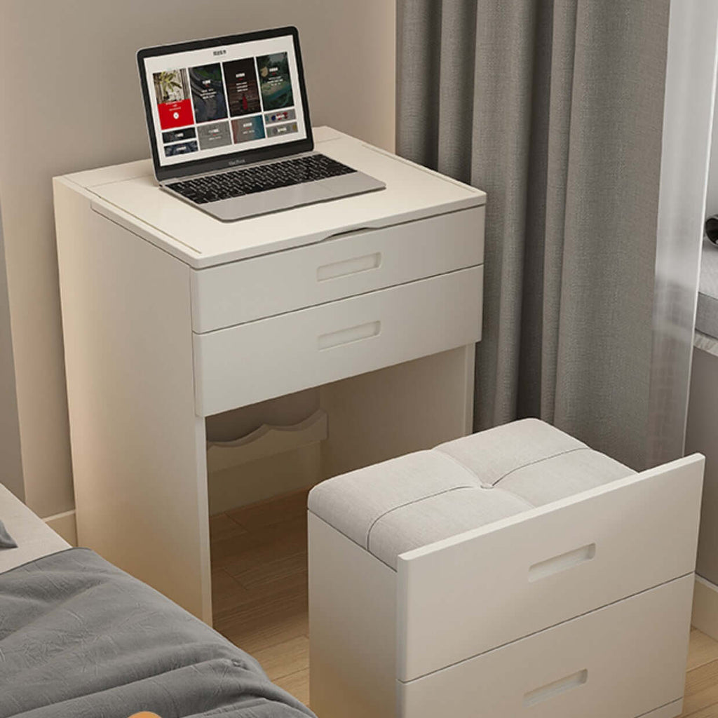 White Nordic Dressing Table Set with Flip-Up Mirror