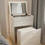 White Nordic Dressing Table Set with Flip-Up Mirror
