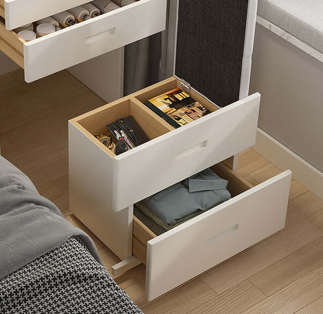 White Nordic Dressing Table Set with Flip-Up Mirror