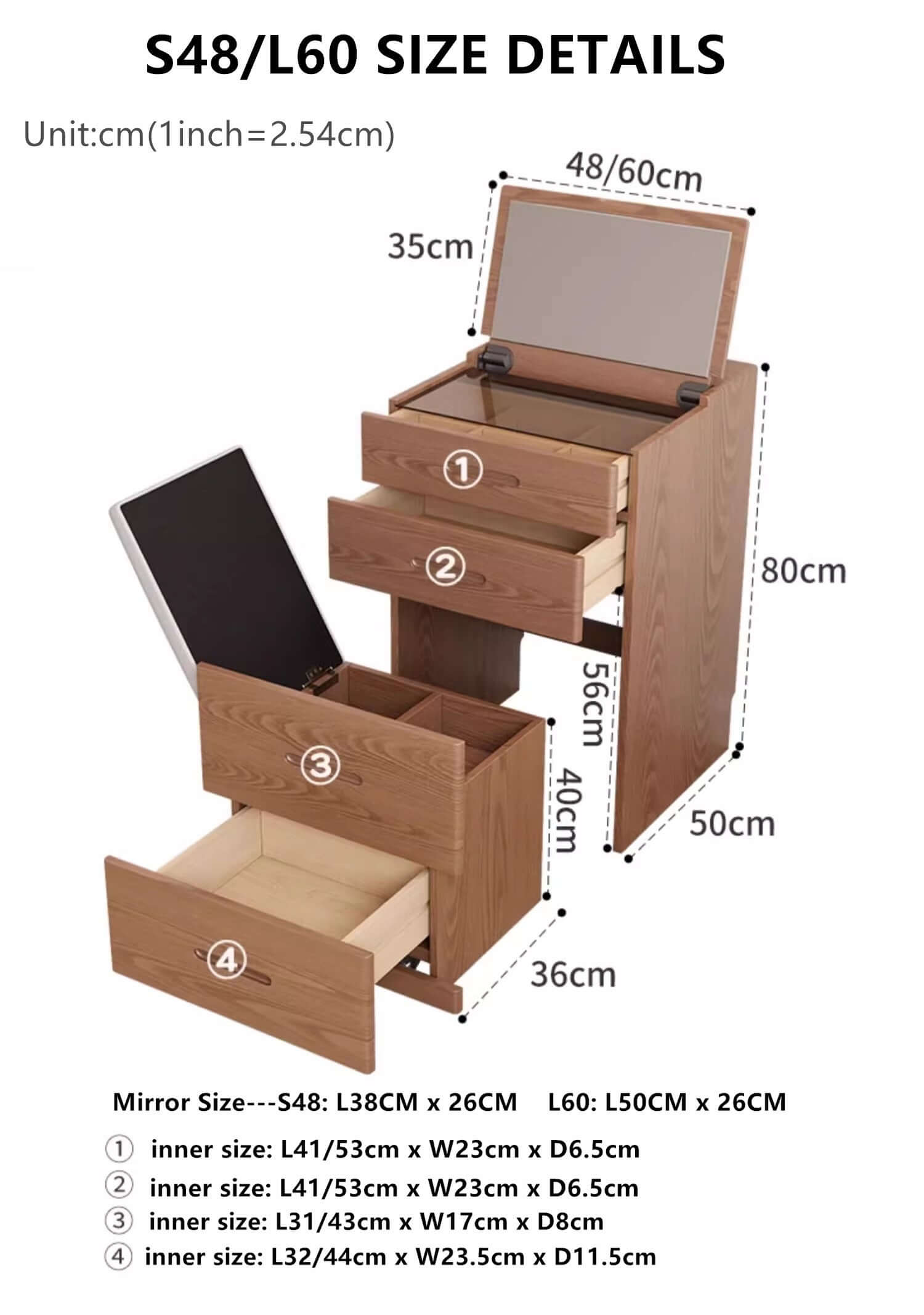 White Nordic Dressing Table Set with Flip-Up Mirror