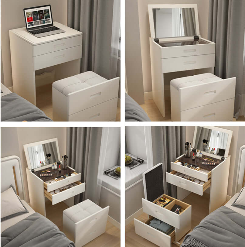White Nordic Dressing Table Set with Flip-Up Mirror Main Product Image Main image