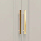 White Paneled Wardrobe Armoire With Vanity and Display Shelves