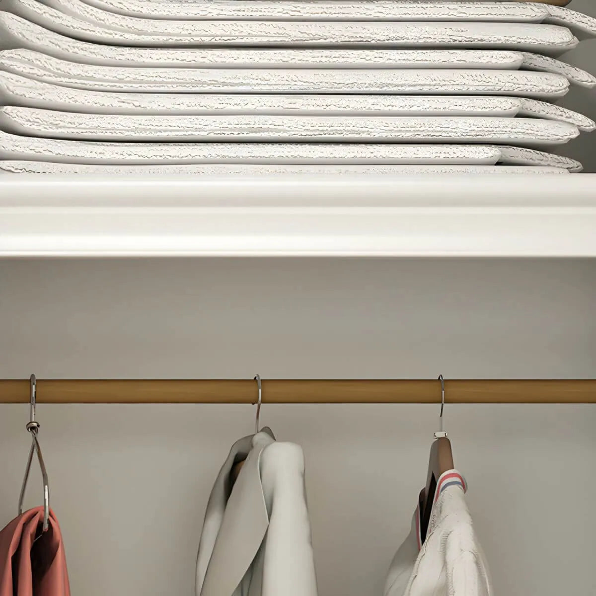 White Paneled Wardrobe Armoire With Vanity and Display Shelves