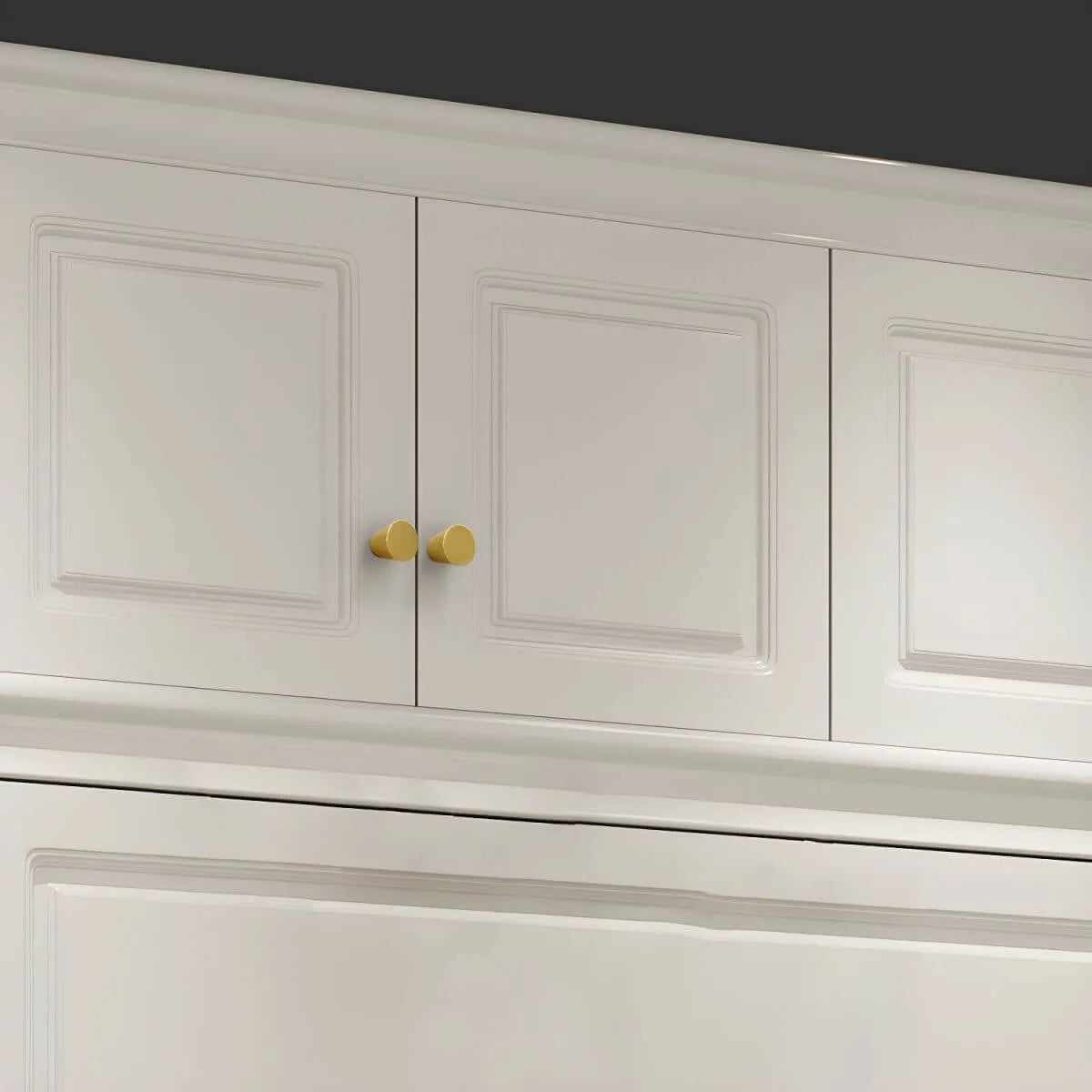 White Paneled Wardrobe Armoire With Vanity and Display Shelves