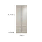 White Paneled Wardrobe Armoire With Vanity and Display Shelves Dimensions