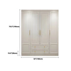 White Paneled Wardrobe Armoire With Vanity and Display Shelves Dimensions