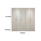 White Paneled Wardrobe Armoire With Vanity and Display Shelves Dimensions