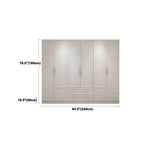 White Paneled Wardrobe Armoire With Vanity and Display Shelves Dimensions