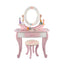 White & Pink Kids' Vanity Set with Mirror and Storage – Wooden Dressing Table with Ball Feet