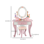 White & Pink Kids' Vanity Set with Mirror and Storage – Wooden Dressing Table with Ball Feet Dimensions