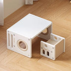 White Plastic Kids Writing Desk with Chair – Khaki & Grey Accents