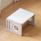 White Plastic Kids Writing Desk with Chair – Khaki & Grey Accents