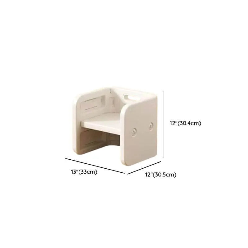 White Plastic Kids Writing Desk with Modular Storage & Seating Options Dimensions