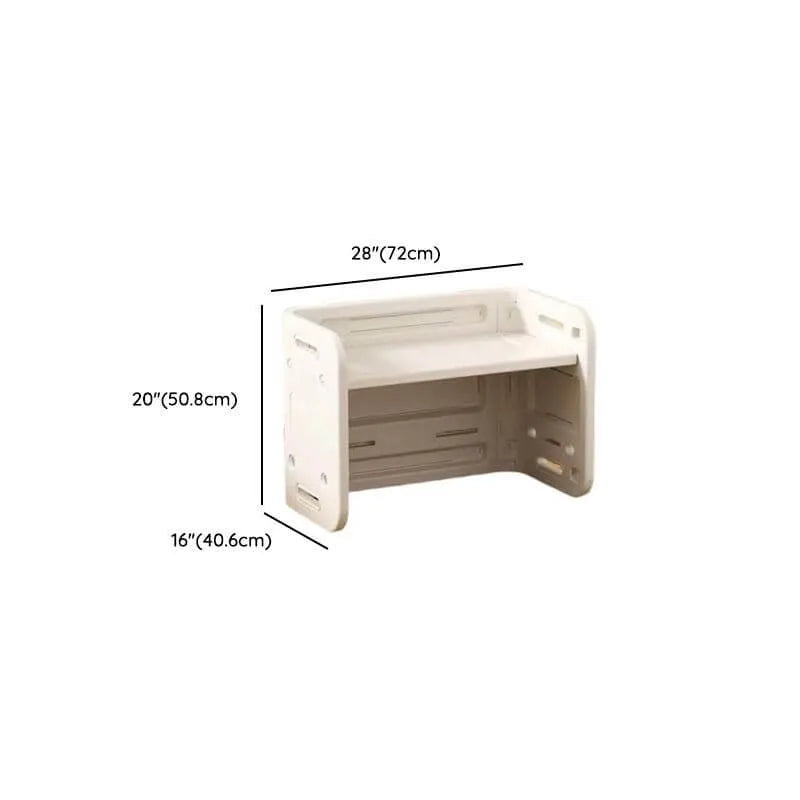 White Plastic Kids Writing Desk with Modular Storage & Seating Options Dimensions