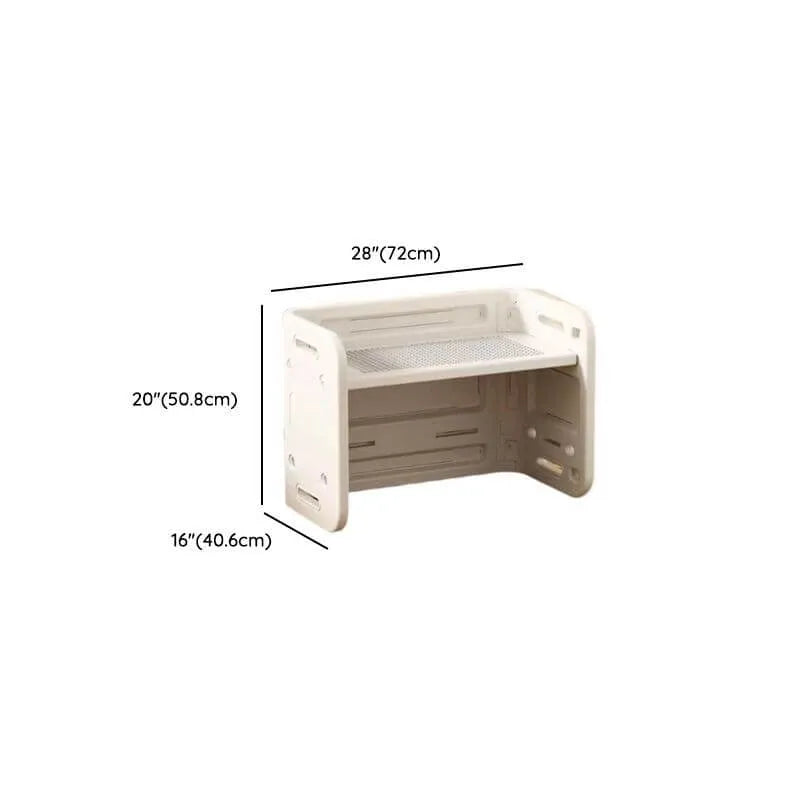 White Plastic Kids Writing Desk with Modular Storage & Seating Options Dimensions