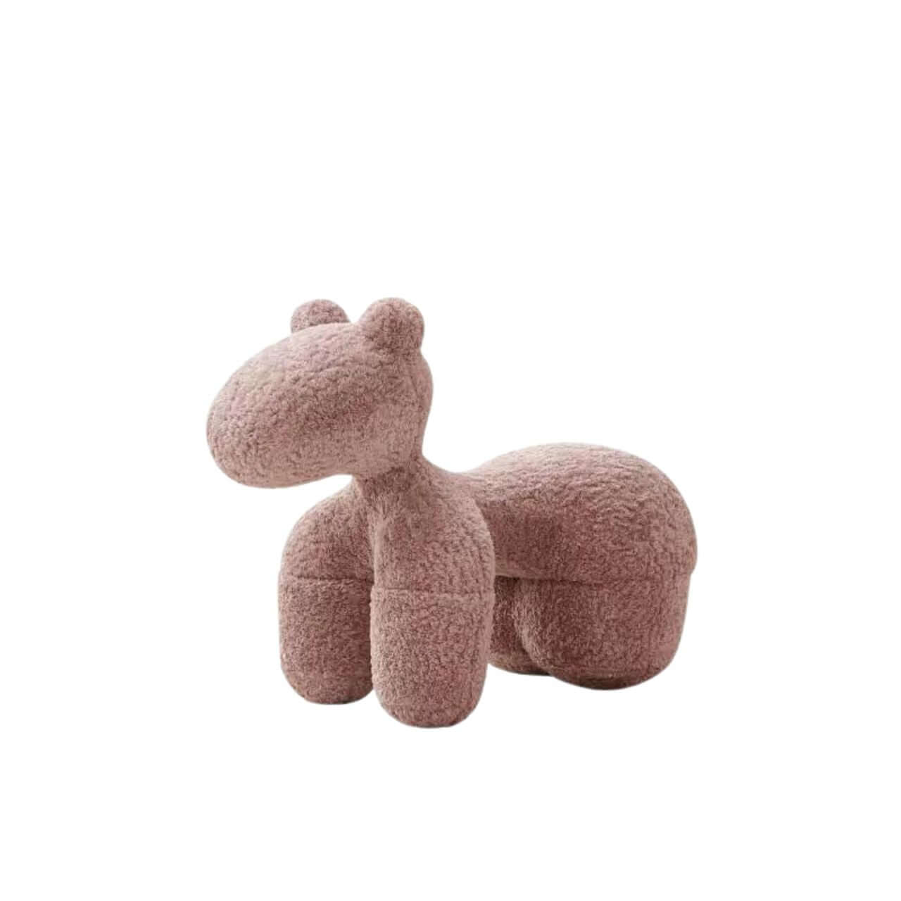 White Sherpa kids' stool with soft cushion and pony design, a creative single sofa for children
