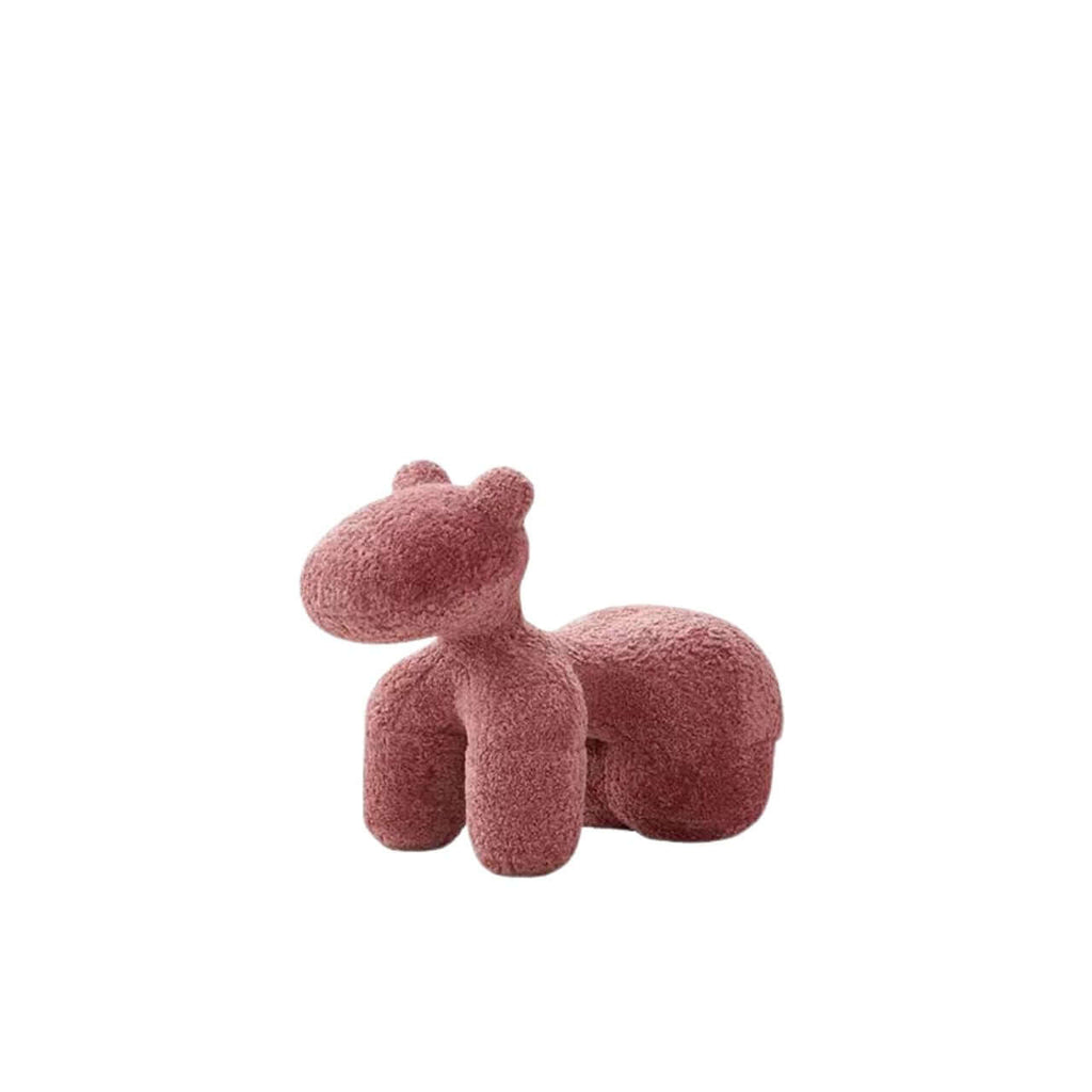 White Sherpa kids' stool with soft cushion and pony design, a creative single sofa for children