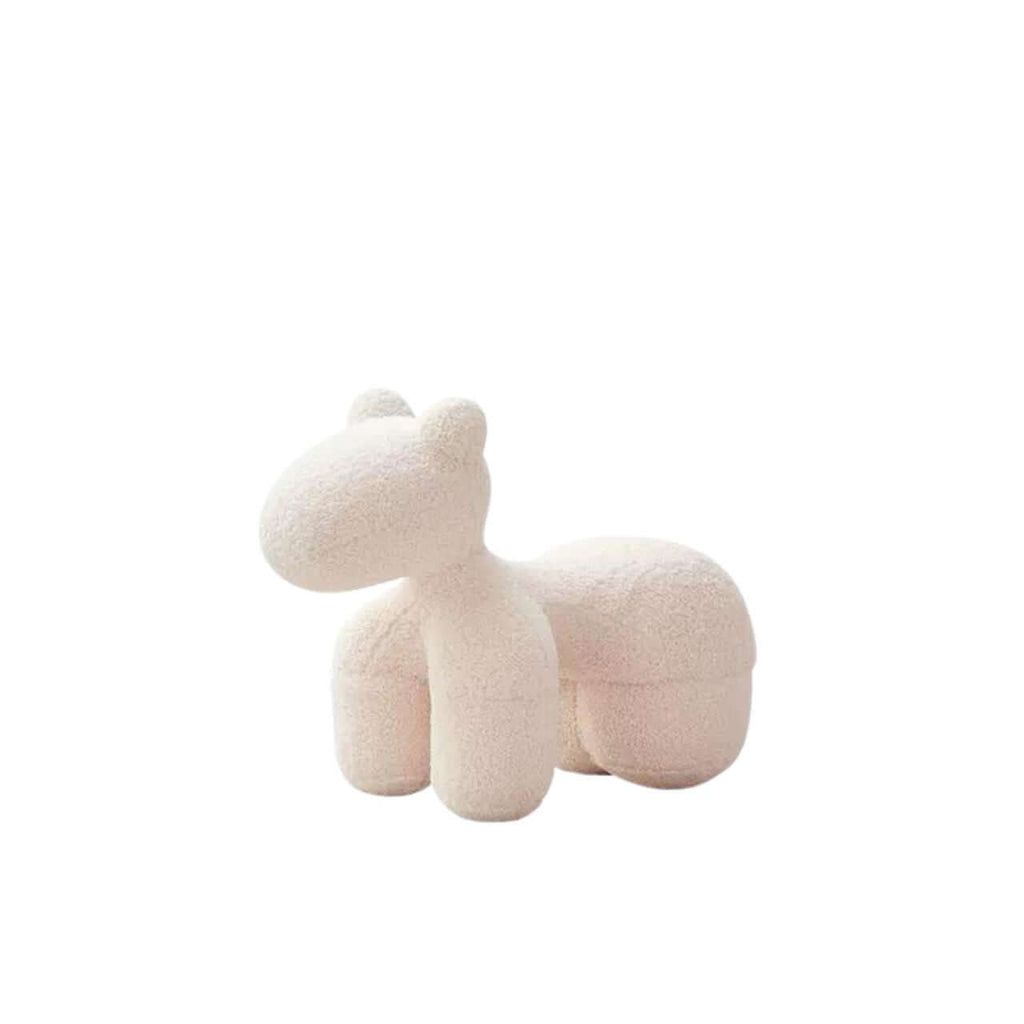 White Sherpa kids' stool with soft cushion and pony design, a creative single sofa for children