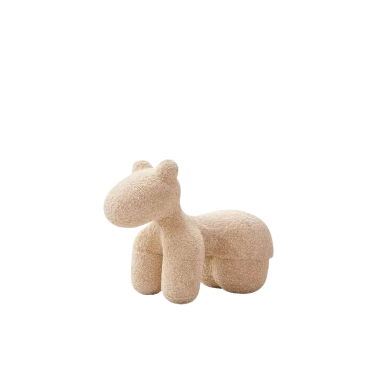White Sherpa kids' stool with soft cushion and pony design, a creative single sofa for children