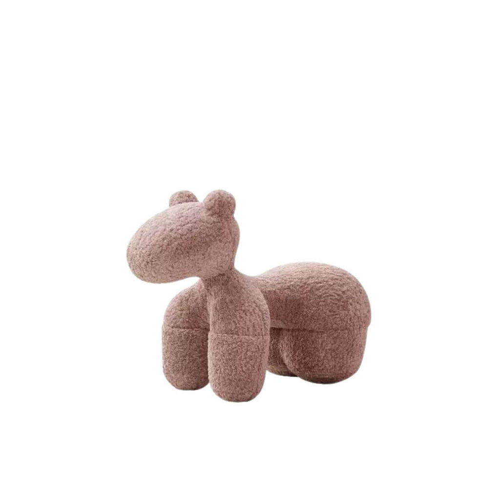 White Sherpa kids' stool with soft cushion and pony design, a creative single sofa for children