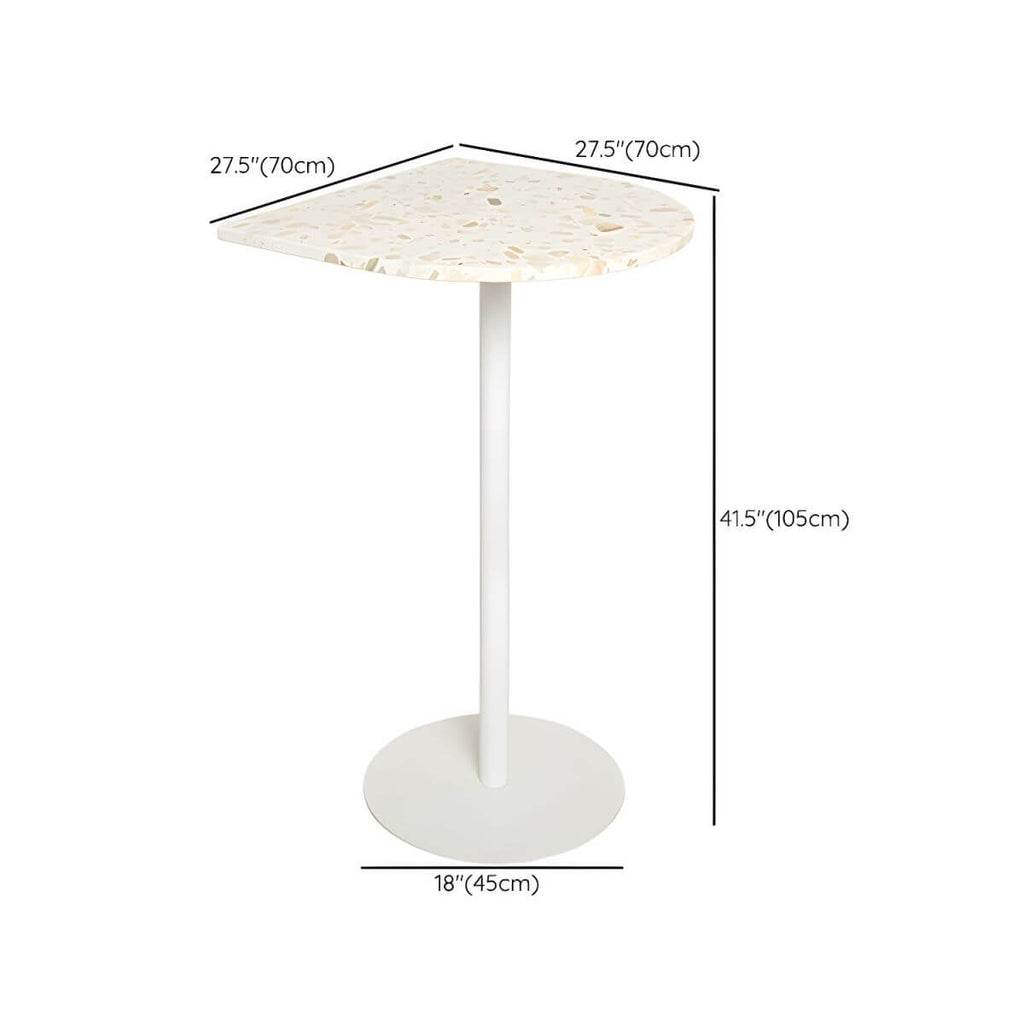 White Terrazzo Top Scandinavian Bar Table with Metal Pedestal Base - Seats 2 Bar Tables Dimensions