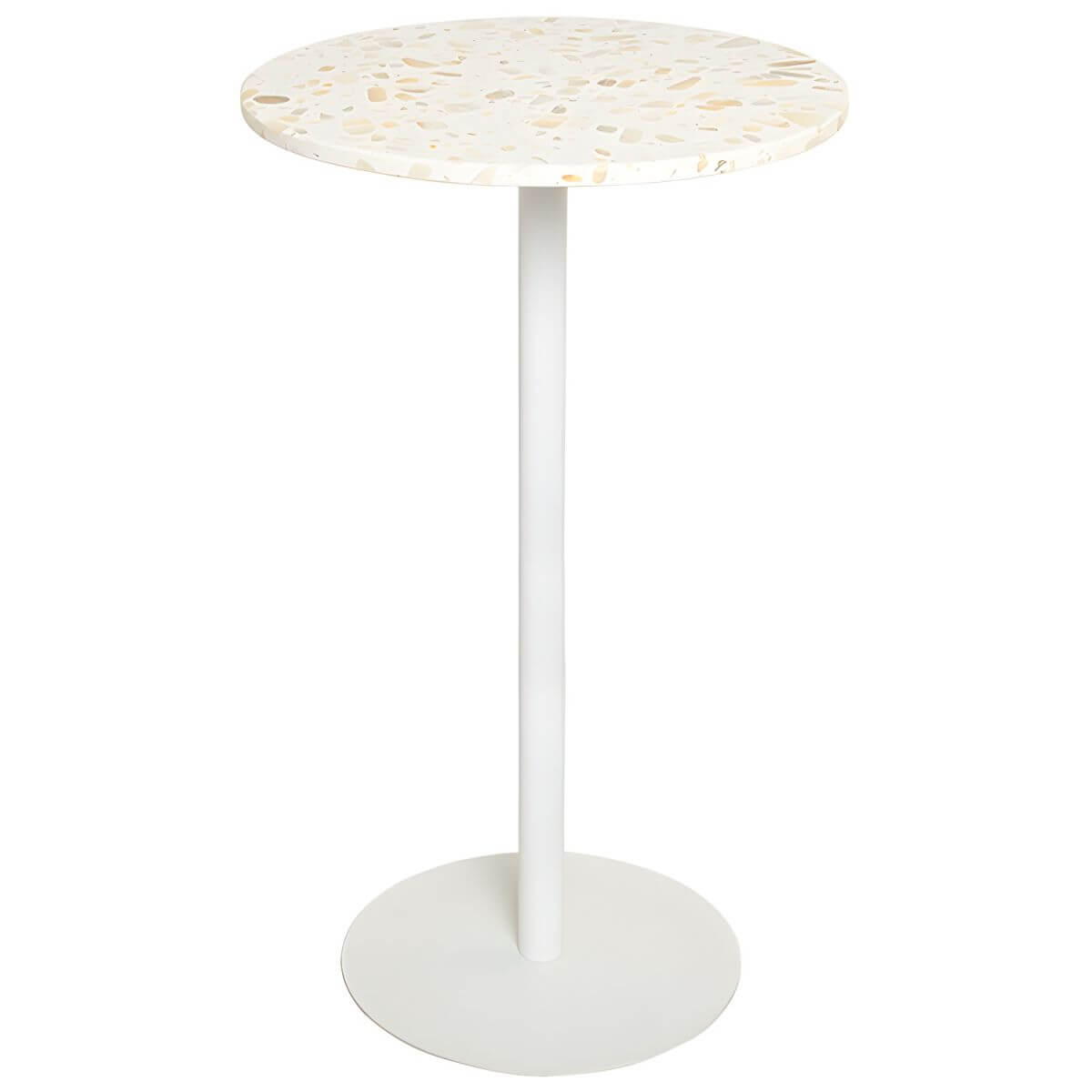 White Terrazzo Top Scandinavian Bar Table with Metal Pedestal Base - Seats 2 Bar Tables