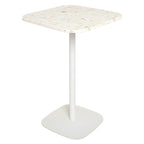 White Terrazzo Top Scandinavian Bar Table with Metal Pedestal Base - Seats 2 Bar Tables