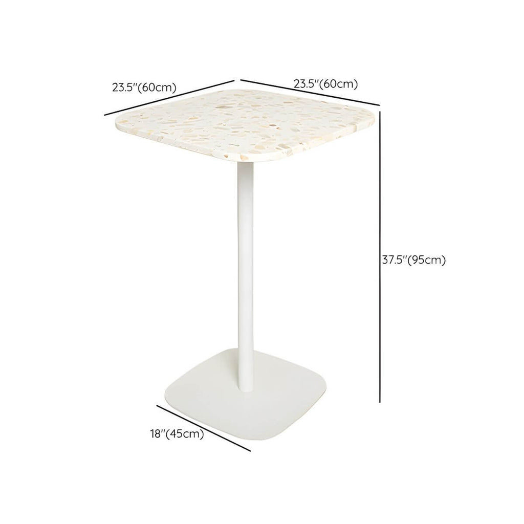 White Terrazzo Top Scandinavian Bar Table with Metal Pedestal Base - Seats 2 Bar Tables Dimensions