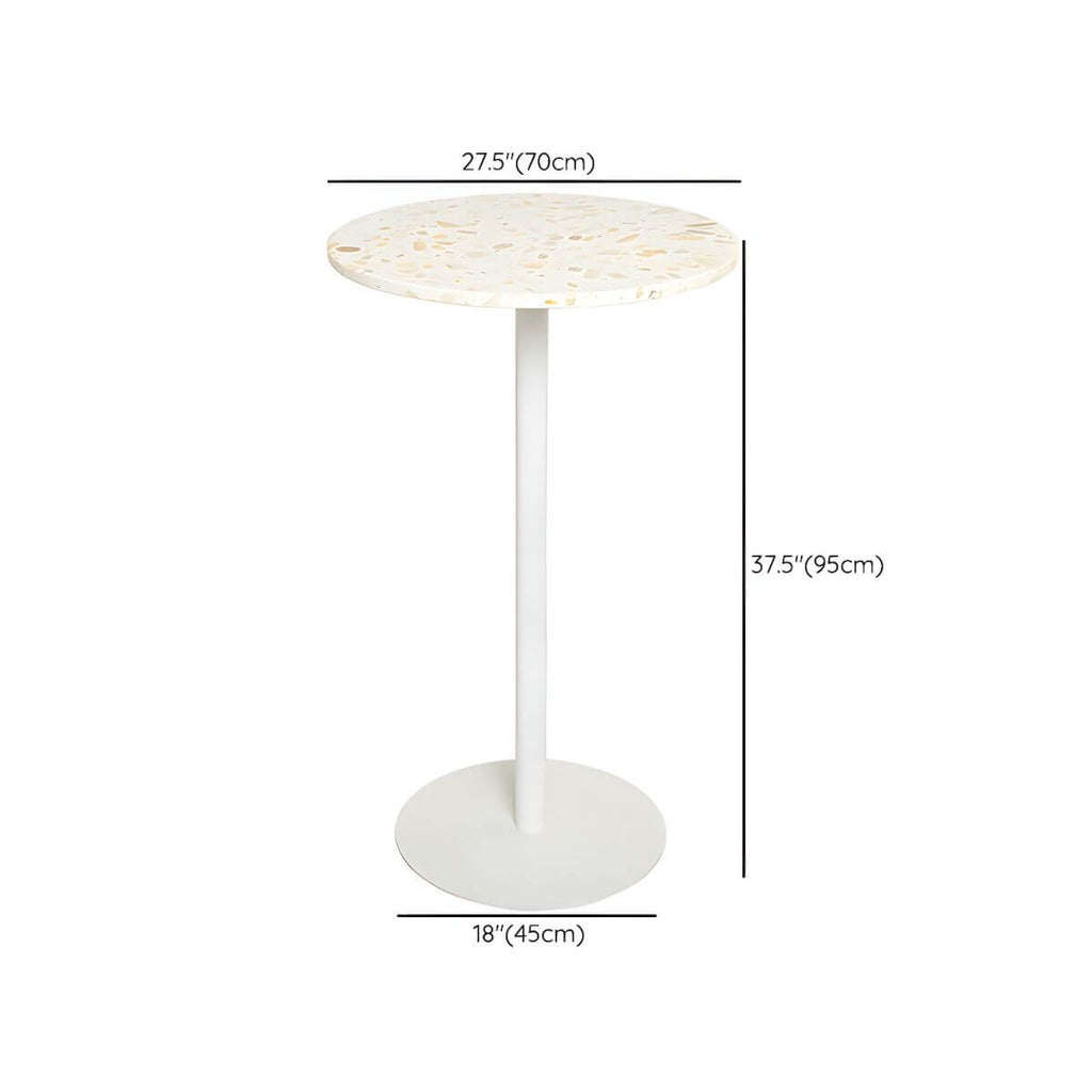 White Terrazzo Top Scandinavian Bar Table with Metal Pedestal Base - Seats 2 Bar Tables Dimensions