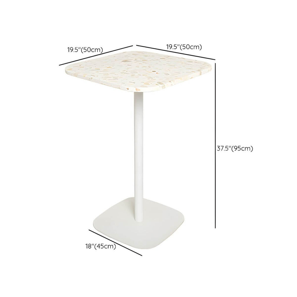 White Terrazzo Top Scandinavian Bar Table with Metal Pedestal Base - Seats 2 Bar Tables Dimensions