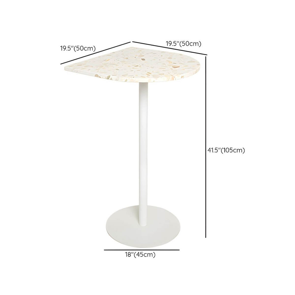 White Terrazzo Top Scandinavian Bar Table with Metal Pedestal Base - Seats 2 Bar Tables Dimensions
