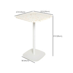 White Terrazzo Top Scandinavian Bar Table with Metal Pedestal Base - Seats 2 Bar Tables Dimensions