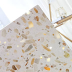 White Terrazzo Top Scandinavian Bar Table with Metal Pedestal Base - Seats 2 Bar Tables