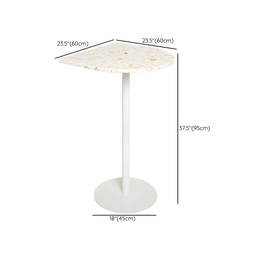 White Terrazzo Top Scandinavian Bar Table with Metal Pedestal Base - Seats 2 Bar Tables Dimensions