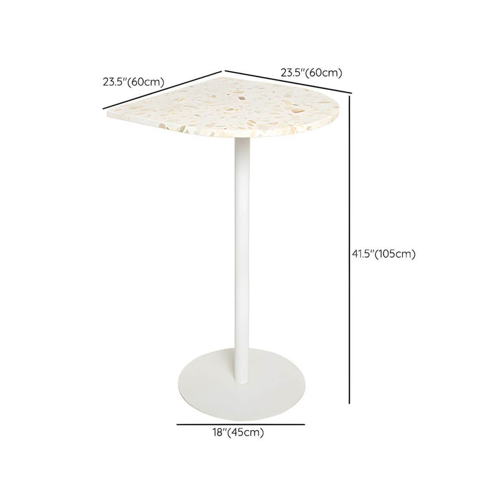 White Terrazzo Top Scandinavian Bar Table with Metal Pedestal Base - Seats 2 Bar Tables Dimensions