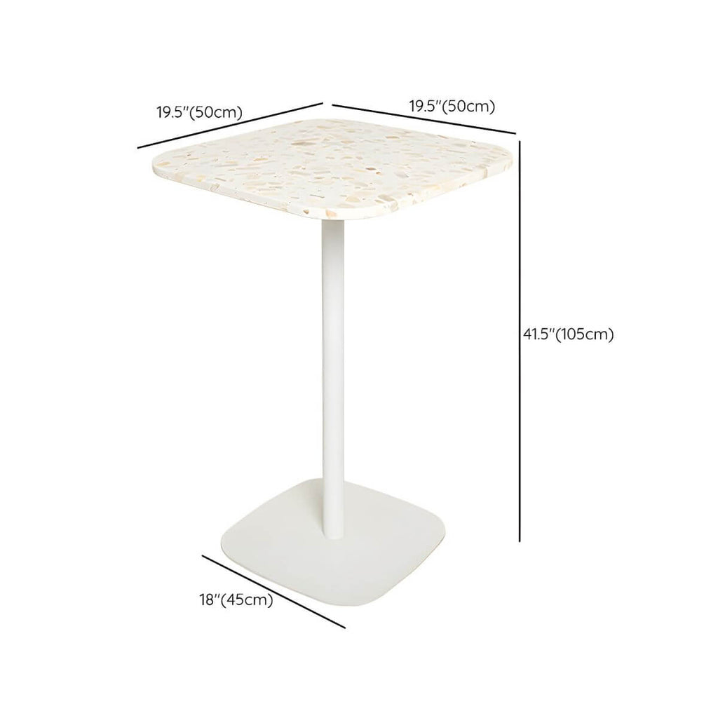 White Terrazzo Top Scandinavian Bar Table with Metal Pedestal Base - Seats 2 Bar Tables Dimensions