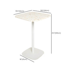 White Terrazzo Top Scandinavian Bar Table with Metal Pedestal Base - Seats 2 Bar Tables Dimensions