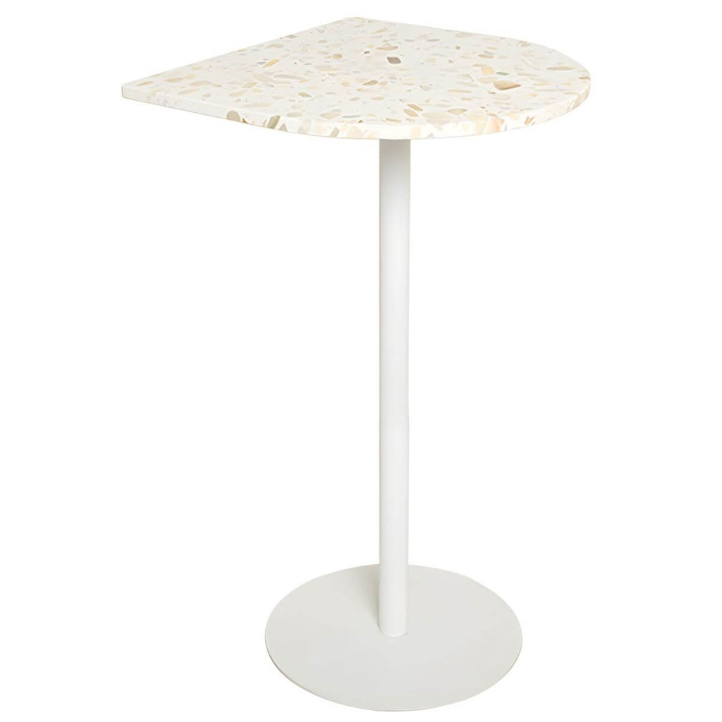 White Terrazzo Top Scandinavian Bar Table with Metal Pedestal Base - Seats 2 Bar Tables