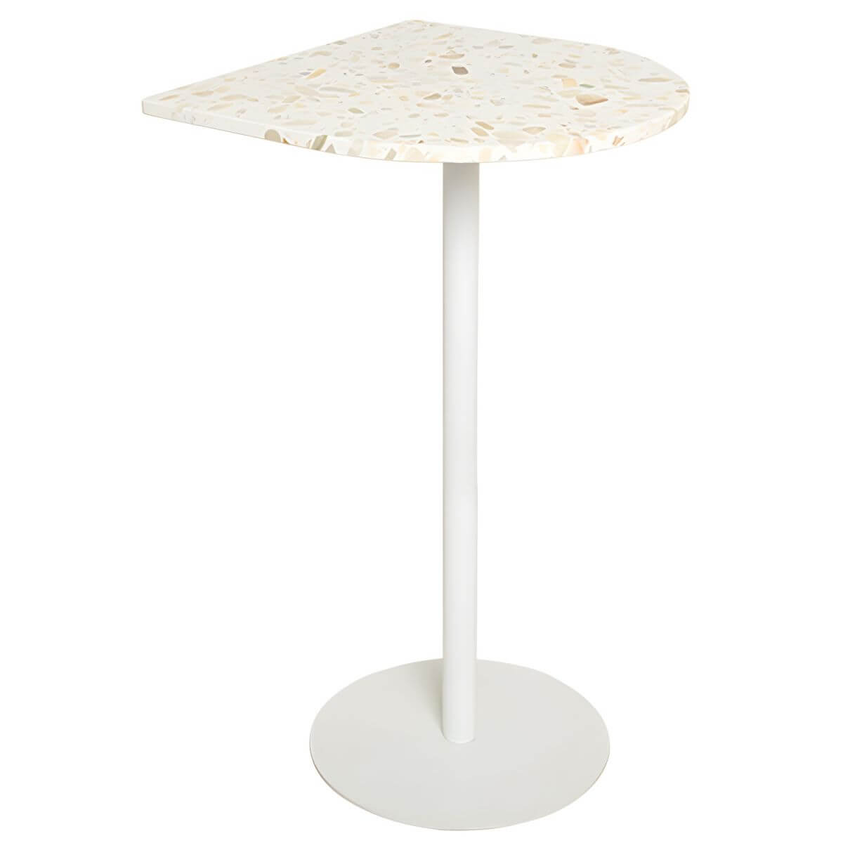 White Terrazzo Top Scandinavian Bar Table with Metal Pedestal Base - Seats 2 Bar Tables