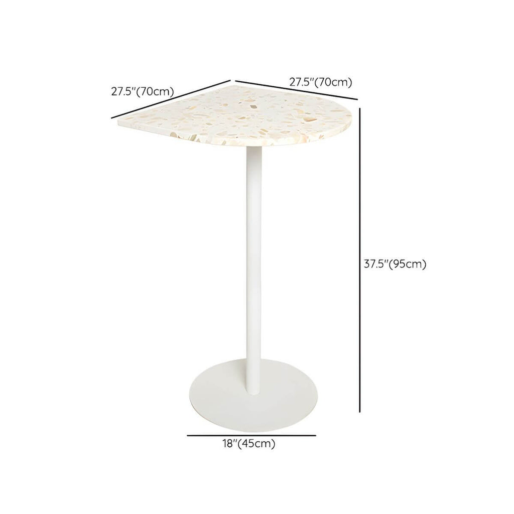 White Terrazzo Top Scandinavian Bar Table with Metal Pedestal Base - Seats 2 Bar Tables Dimensions