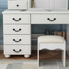 White Vanity Table with 3-Color Lights & 6 Drawers
