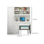 White Wardrobe Desk Armoire With Bookcase Storage System Dimensions